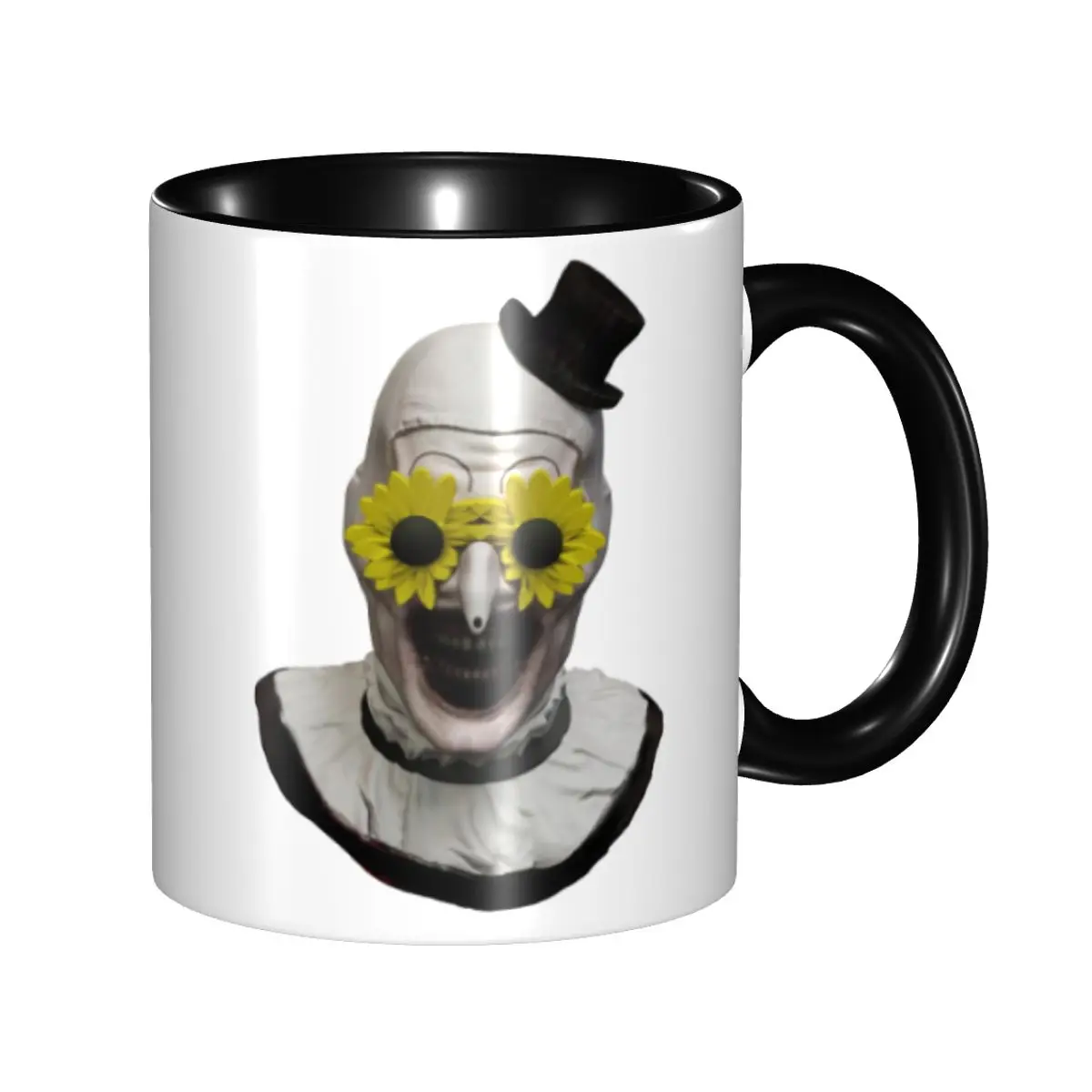 

Sunflower Glasses Art The Clown Coffee Mug Kawaii Terrifier Movie Tea Cups Gift For Women Men