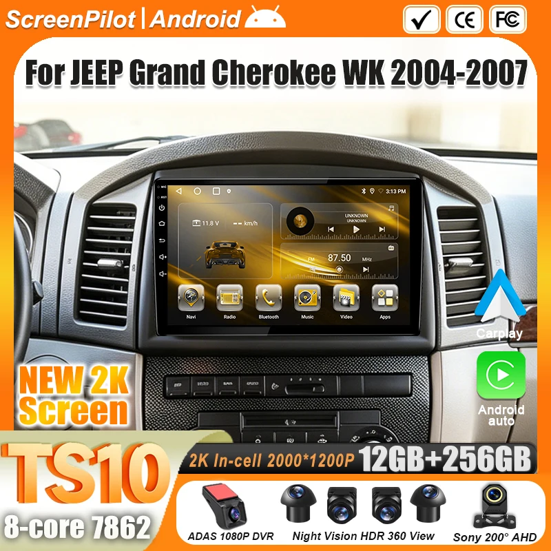 Android 16 For JEEP Grand Cherokee 2004 2005 -2007 Car Radio Car Radio 2 Din Multimedia Video Player GPS Navigation Mirror Link