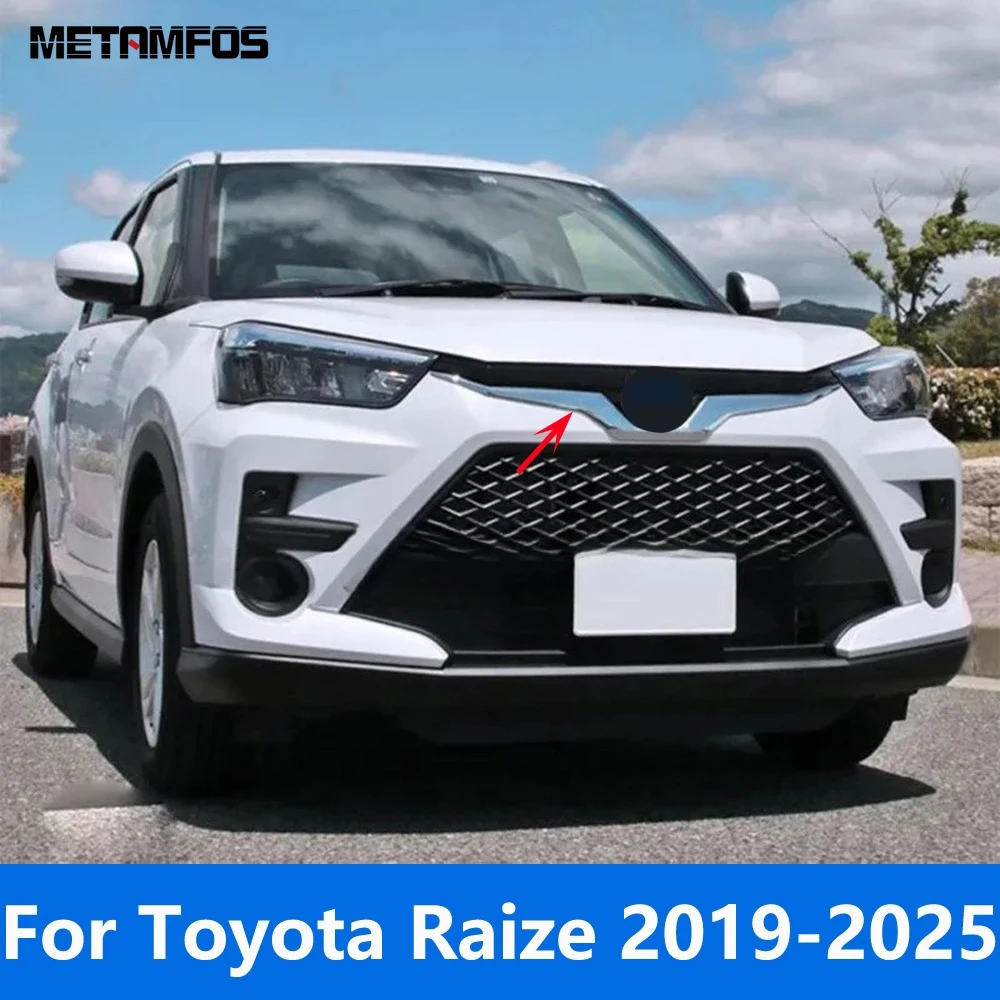 

For Toyota Raize 2019-2024 2025 Chrome Front Engine Grille Upper Racing Grill Cover Trim Molding Sticker Accessories Car Styling