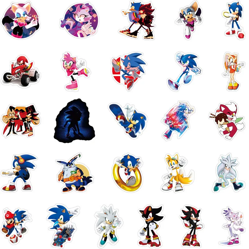 Pegatinas de Sonic The Hedgehog, 50 piezas, pegatinas impermeables para teléfono, maletero, refrigerador, imagen de Anime, juguetes, regalo