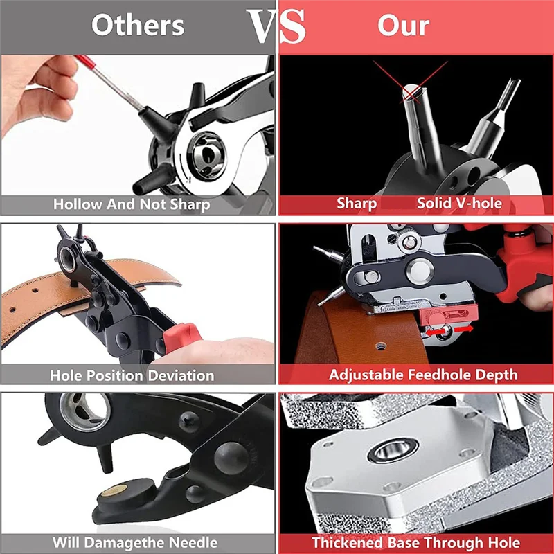 Heavy Belt Punch Pliers for Leather, Leather Belt Puncher Hole Pliers with Lever Transmission for Punching Belts