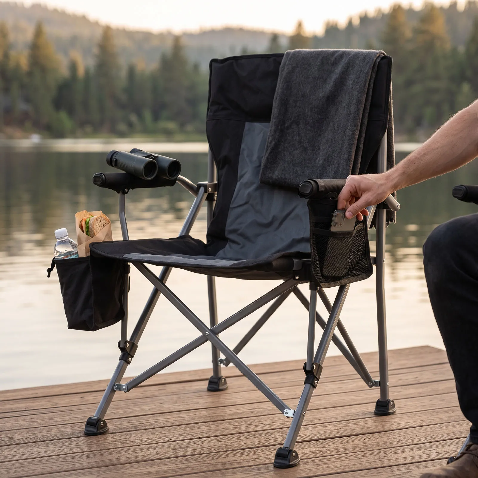 Heated Chair Heated Folding Chair with Dual Zone Heating 3 Adjustable Temperature Levels Heating Chair for Camping Heating Chair