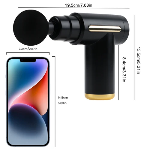 Imagen 2 del producto Pistola de Fascia con botón portátil, masaje de tejido profundo, Mini equipo de masaje de velocidad ligero y ajustable, adecuado para el cuerpo