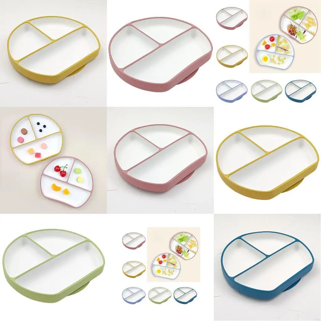 

Присоска для малышей, трехраздельная детская пластина, силиконовая посуда, которую можно мыть в посудомоечной машине L8RB