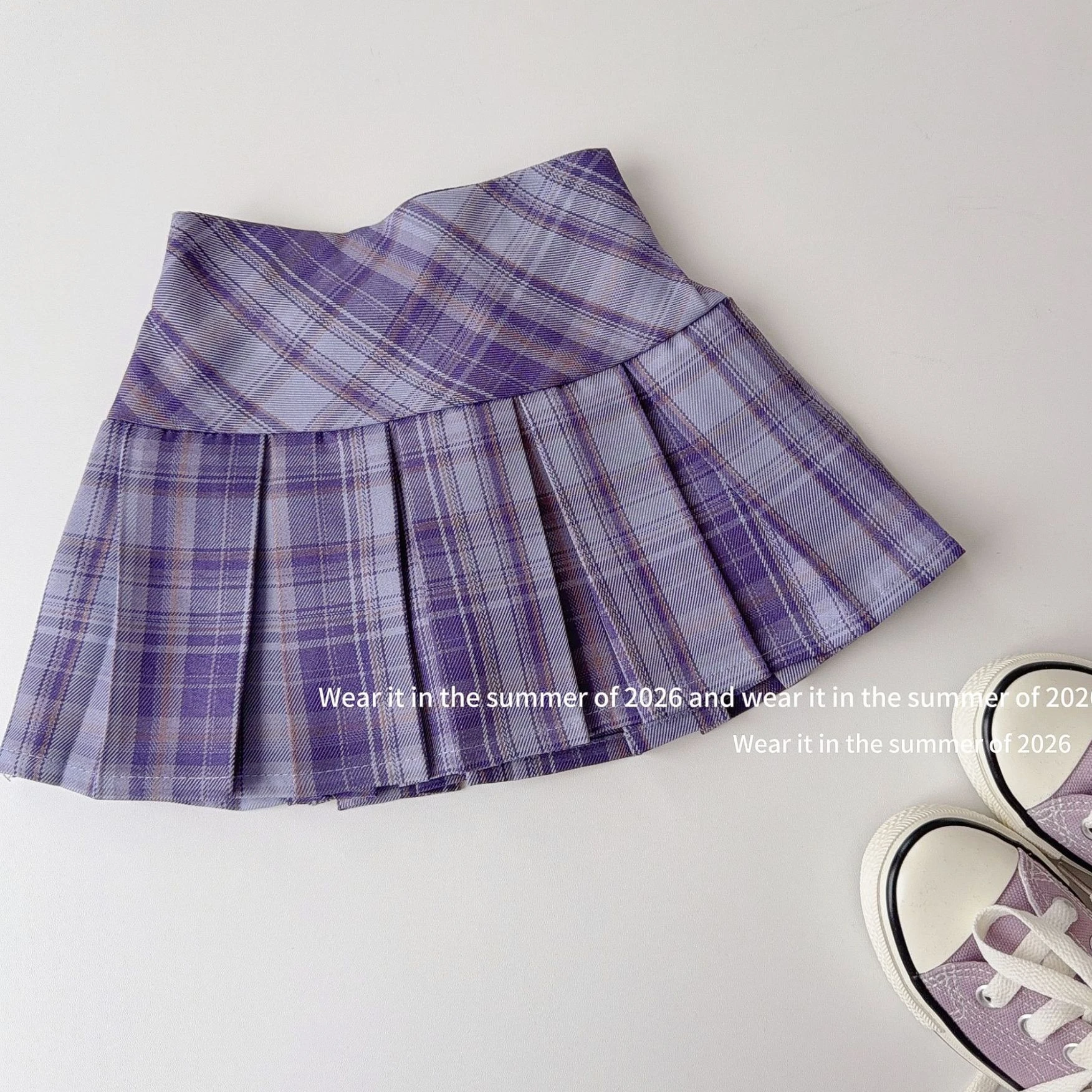 

Girls Skirts 2026 Spring and Summer New Children's Clothing Korean Style Girl Baby Fashion Check Pattern All Match Pleated Skirt