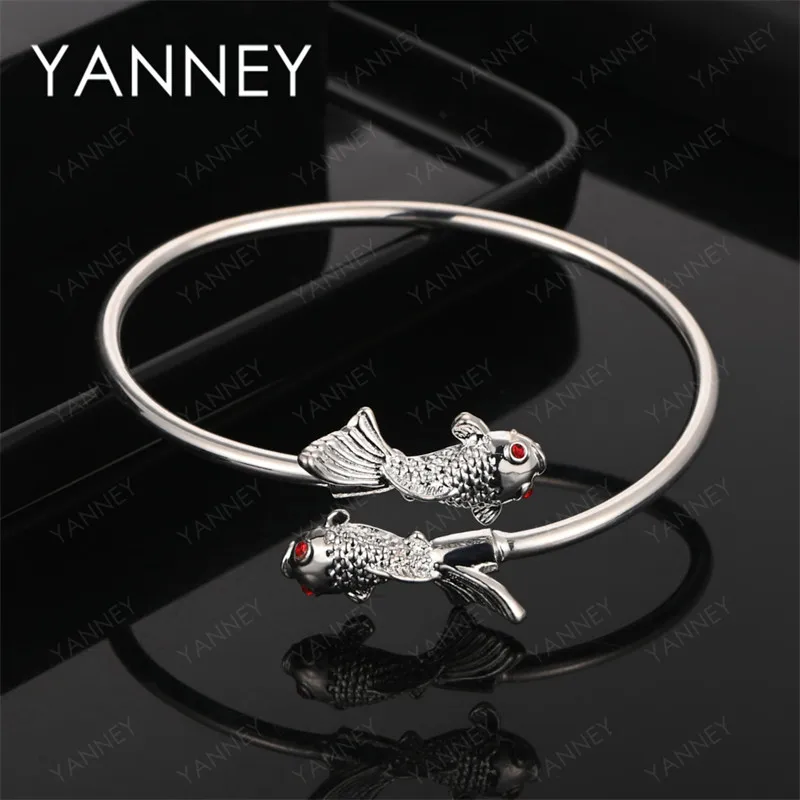 

925 Sterling Silver Simple Fish Bracelet Women Gift Wedding Jewelry Party Exquisite Fashion