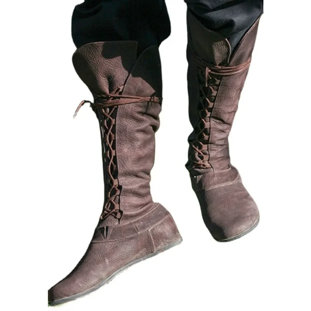 أحذية الهالوين التنكرية الرجعية: أحذية جلدية للأميرة والرجال الأمير فارس القرون الوسطى القوطية #2
