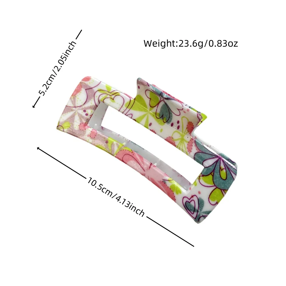 용수철 여름 꽃 사각 클립, 컬러 인쇄, 여성용 머리핀, 상어 클립, 헤어 액세서리, 신제품