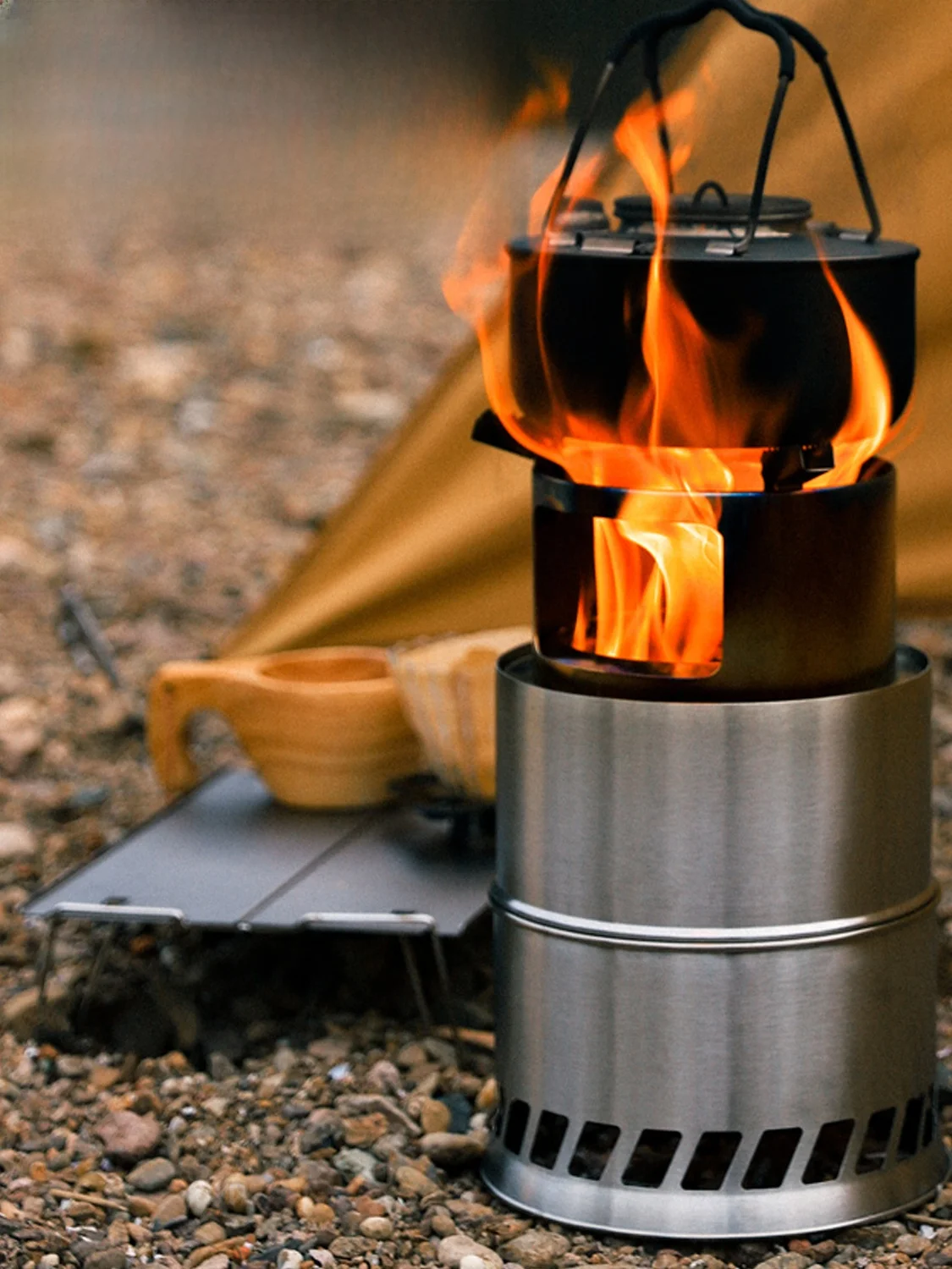 

Portable Outdoor Stainl Steel Thiened Fire Pit Small Travel Cam Fiing Water Boiling Stove Charcoal Heating BBQ ill