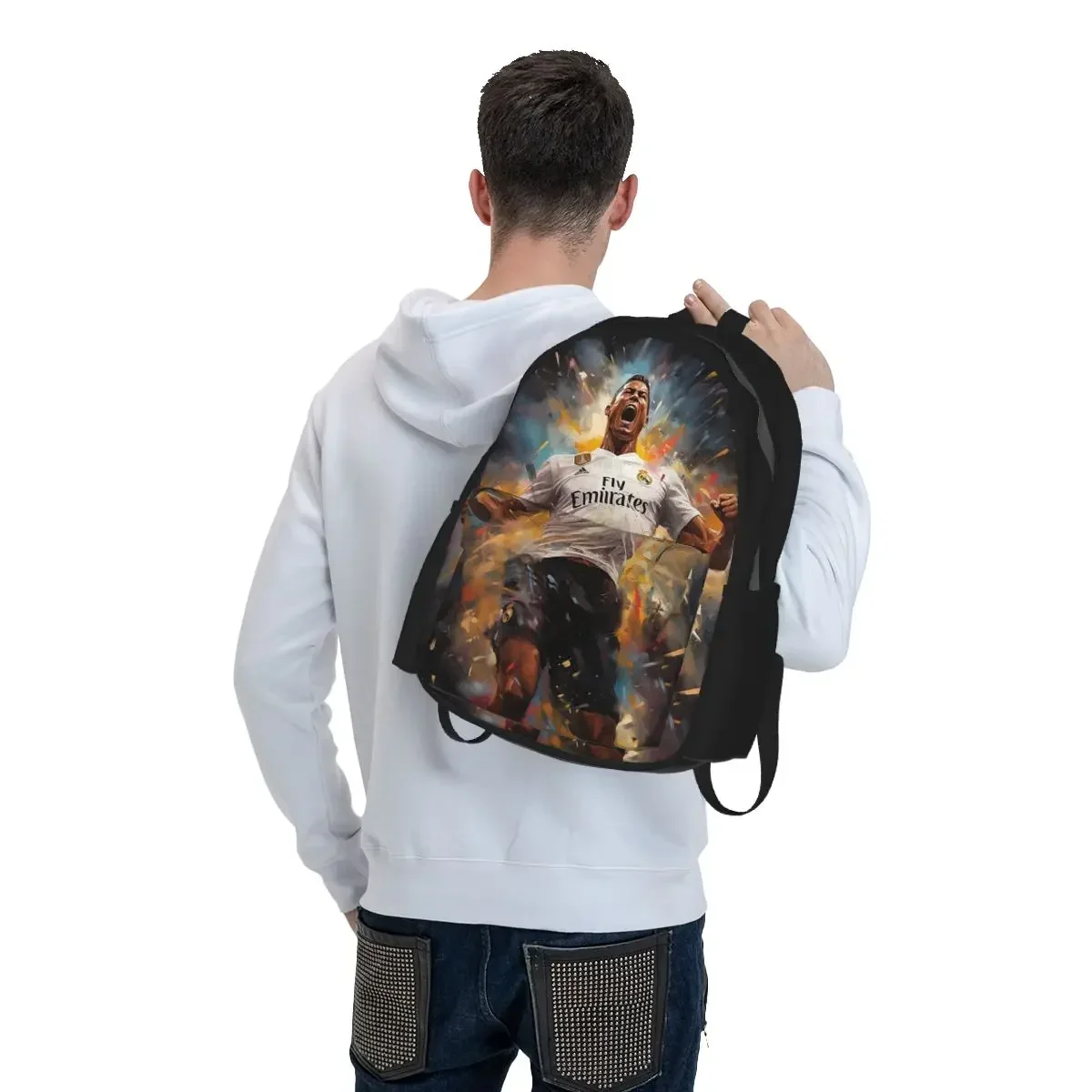 Cristiano Ronaldo Jumps Backpack Student BookBag Kids School Bag Laptop Shoulder Bags for Men Women