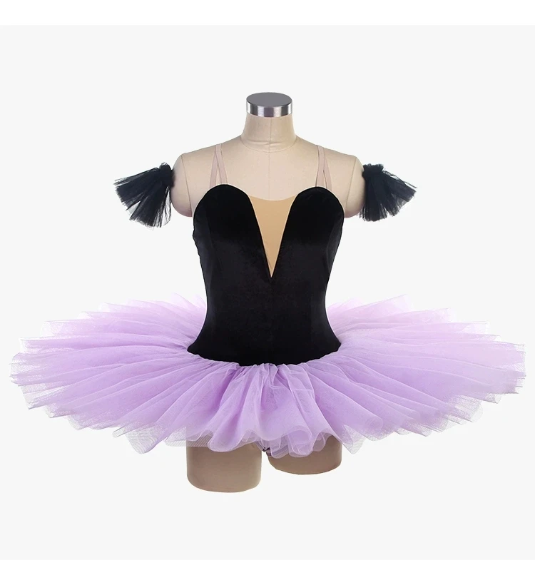ชุดเต้นบัลเลต์ ชุดแสดง ชุดเต้นรำเด็ก กระโปรงพอง ชุดแข่งขันระดับมืออาชีพ กระโปรงตูตู แขนสั้น