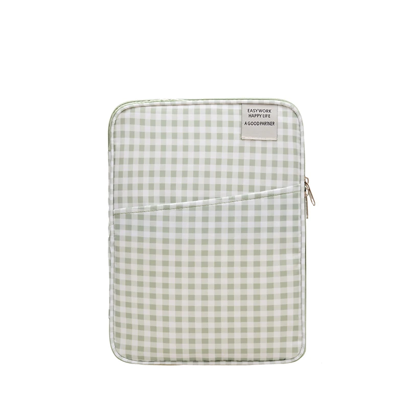 Nylon Plaid Laptop Sleeve 14 Inch Tablet Computer Bag Portable Notebook Inner Protective Case Multi Pocket for Office Travel
