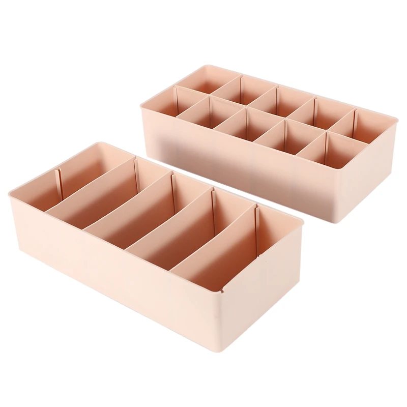 Kotak penyimpanan pakaian dalam ABWR-2Pcs untuk dasi kaus kaki celana pendek Bra Organizer pembagi laci beberapa kisi dapat menyesuaikan partisi