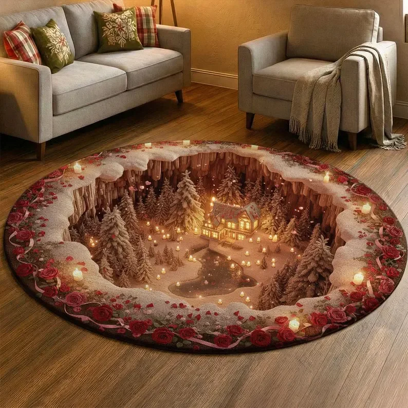 3D Gold Heart Valentine Rug Red Patchwork Floral Carpet Romantic Lace Floor Mat Heart Area Rug Luxury Valentine Home Gift Idea