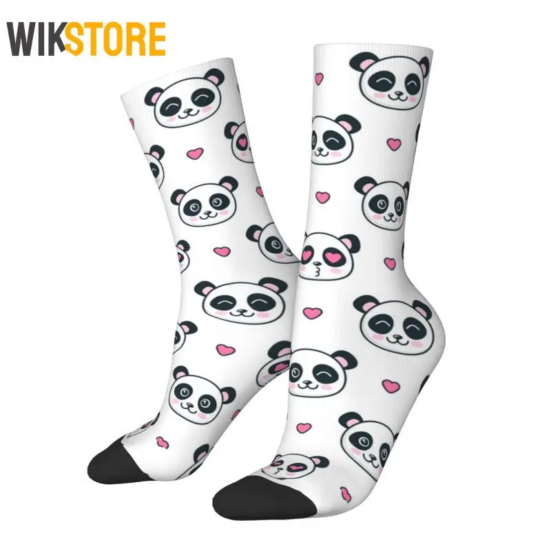 

Panda Bears And Hearts Mens Fashion Crew Socks Unisex Fashion 3D Printed Cartoon Crazy Dress Socks