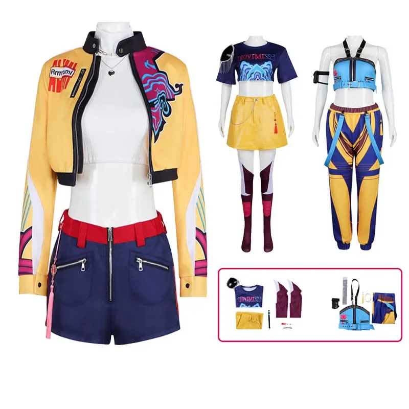 

Movie Demon Hunters Cosplay K-Pop Lumi Mira Zoe Fashion Sexy Uniform Girl Group Suit Women Top Pants Skirt Stage Clothing 2025