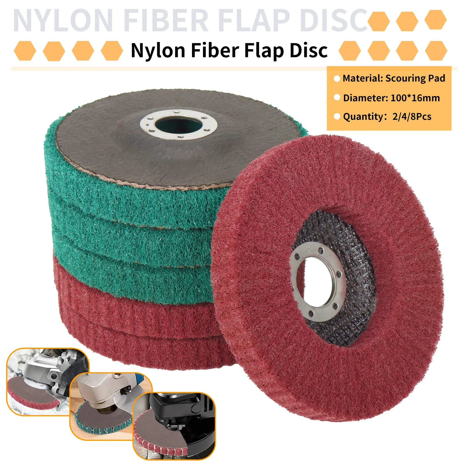 

100mm 4" Nylon Fiber Flap Polishing Wheel Disc Buffing Pad For Angle Grinder