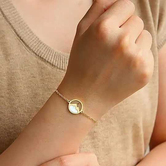 سوار جبال متحركة مطلي بالذهب عيار 18 قيراط - سوار بذور الخردل من الفولاذ المقاوم للصدأ لعيد الفصح المسيحي وهدايا عيد الميلاد للنساء