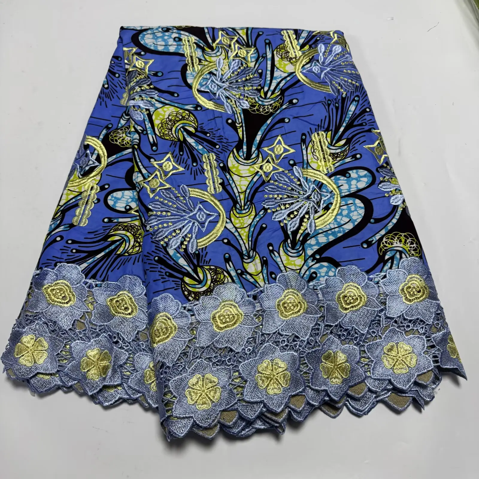 6Yards2026 Latest High Quality Popular Delicate Embroidered Holland Wax lace With Stones Fabric For Party Evening Dress NN5628_Z