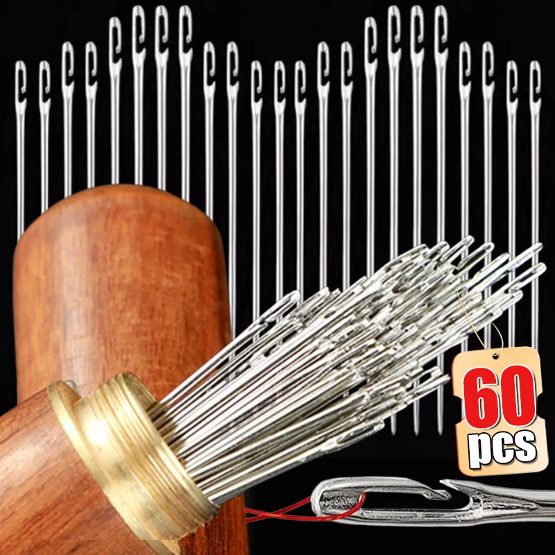 Easy-Use Elder's Side Opening Big Holes Sewing Needles 12pc/set Stainless Steel Needle for Sewing Household DIY Threading Tools