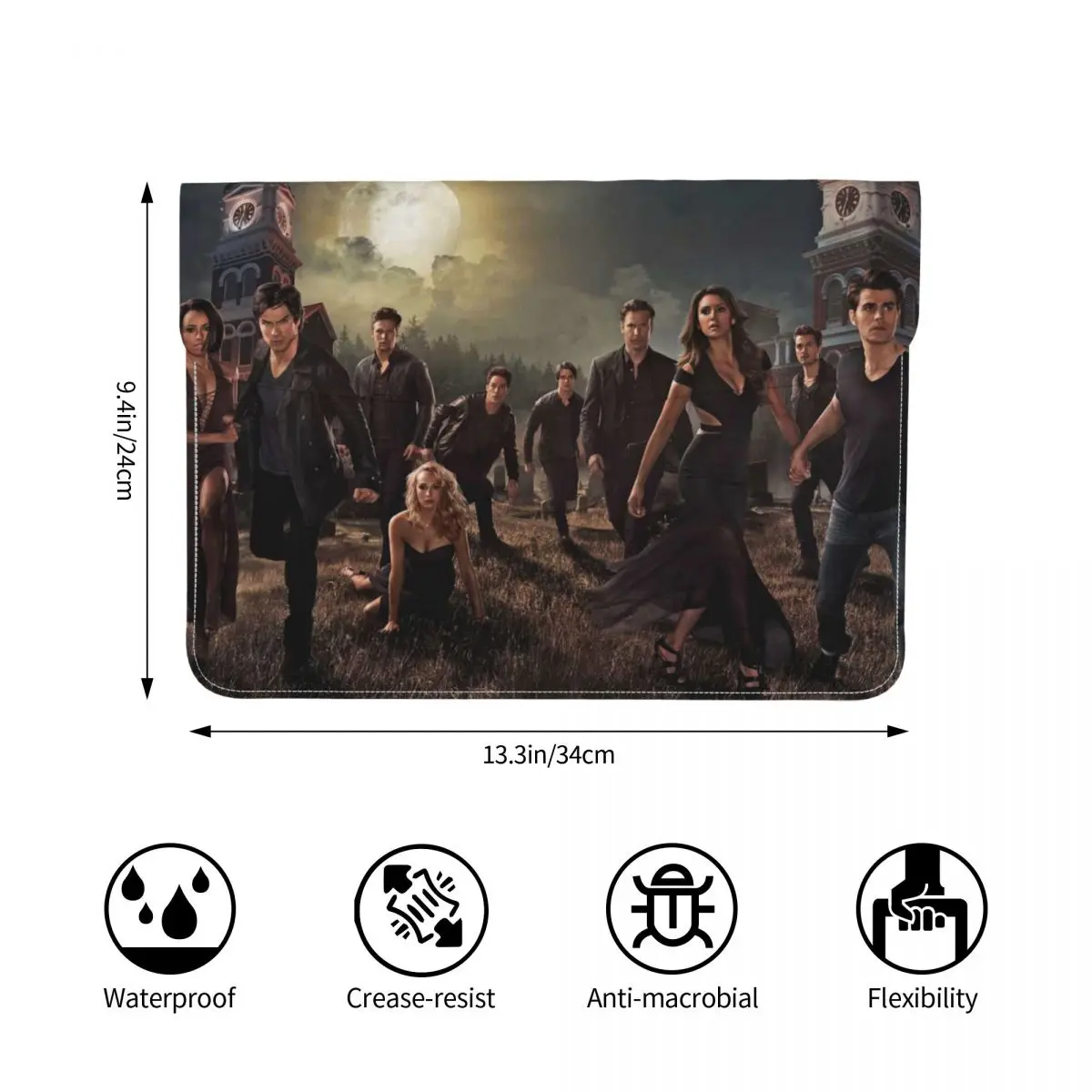 The Vampire Diaries PU Leather Horizontal Laptop Sleeve Shockproof Soft Lining Notebook Case 13 Inch