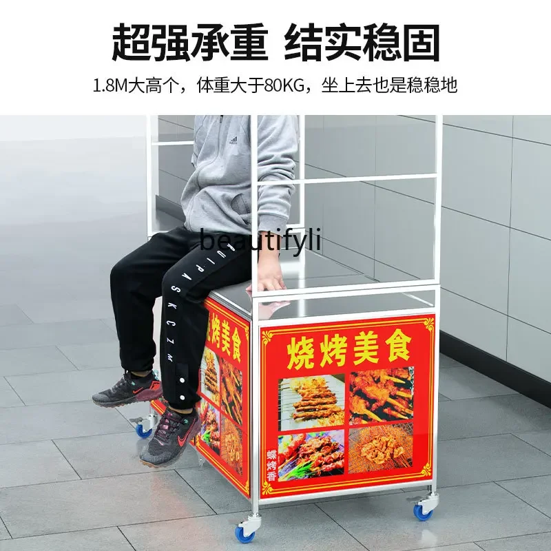 ssK178 ss25 شاحنة خفيفة قابلة للطي، سيارة طعام تجارية من الفولاذ المقاوم للصدأ، سوق ليلي، كشك متنقل، عربة متعددة الوظائف #4