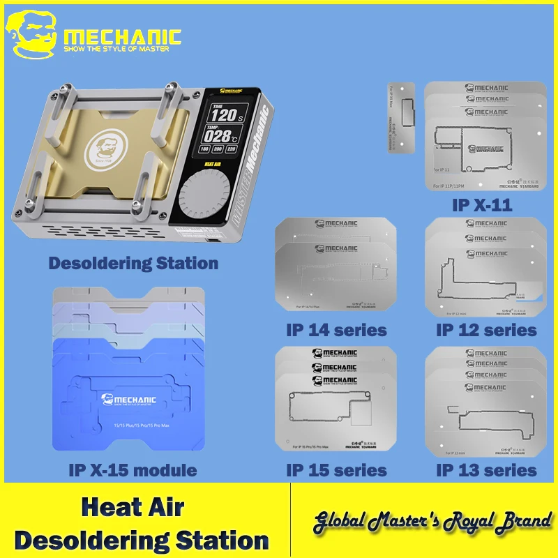 【MECHANIC】 Heat Air Preheating Platform Tool Kit for IPhone X-15PM Motherboard Layered Chip BGA Dot Matrix Board Stencil Repair