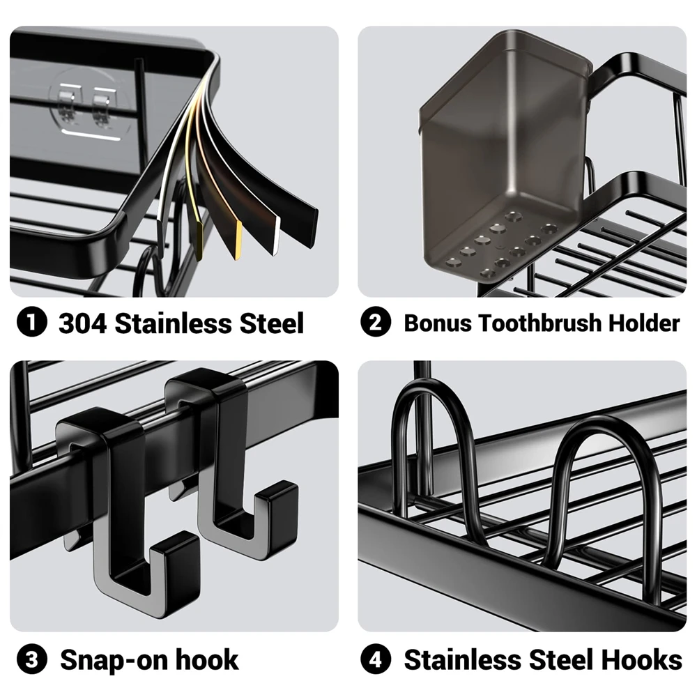 2 Piece Shower Corner Storage Rack No Need To Drill Stainless Steel Storage Rack Suitable For Bathroom Bathroom Accessories