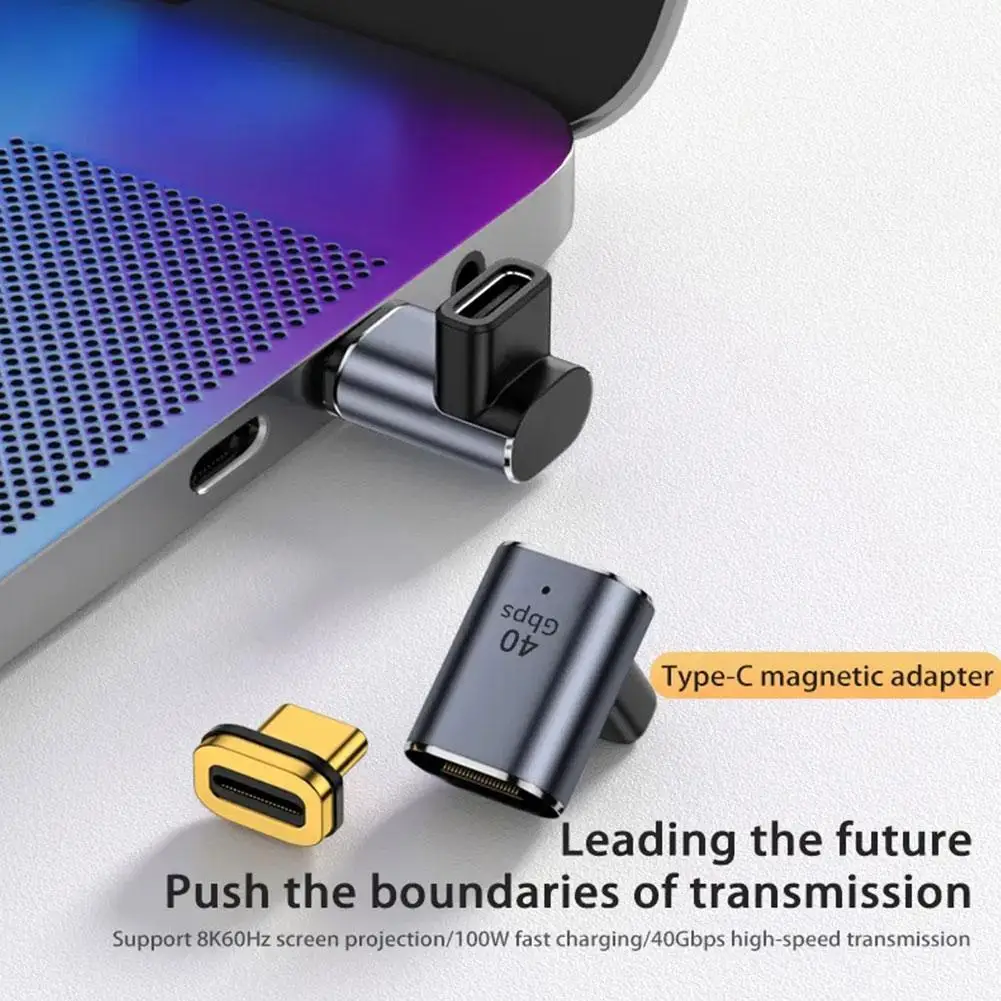 Elbow Usb C Magnetic Adapter 40gbps Type C To Usb C Converter Magnet Usb Fast Type-c 8k@60hz Charge Adapter Alloy Aluminum L6c7