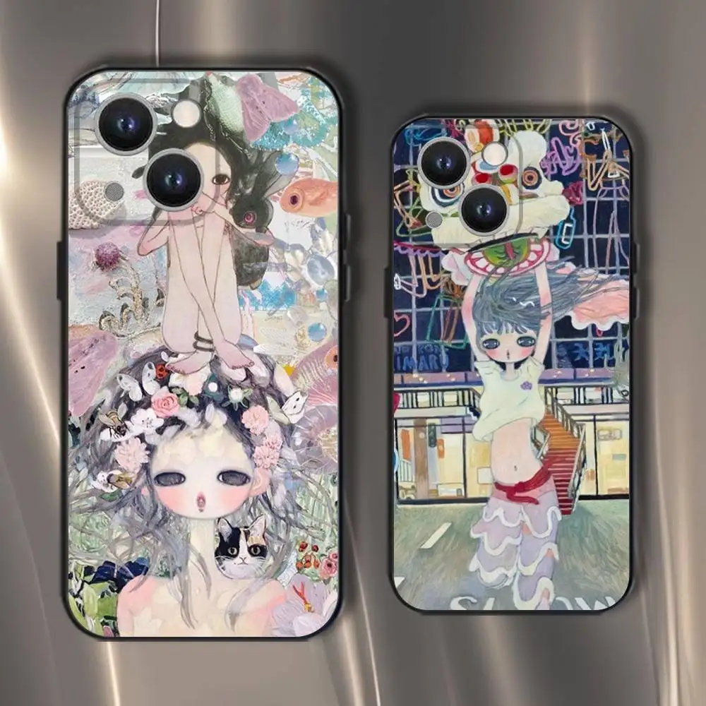 

A-Aya T-Takano Art Phone Case For iPhone 16,15,14,13,12,11,Pro,XS,Max,XR,Plus,E,SE4,Mini Black Soft Cover