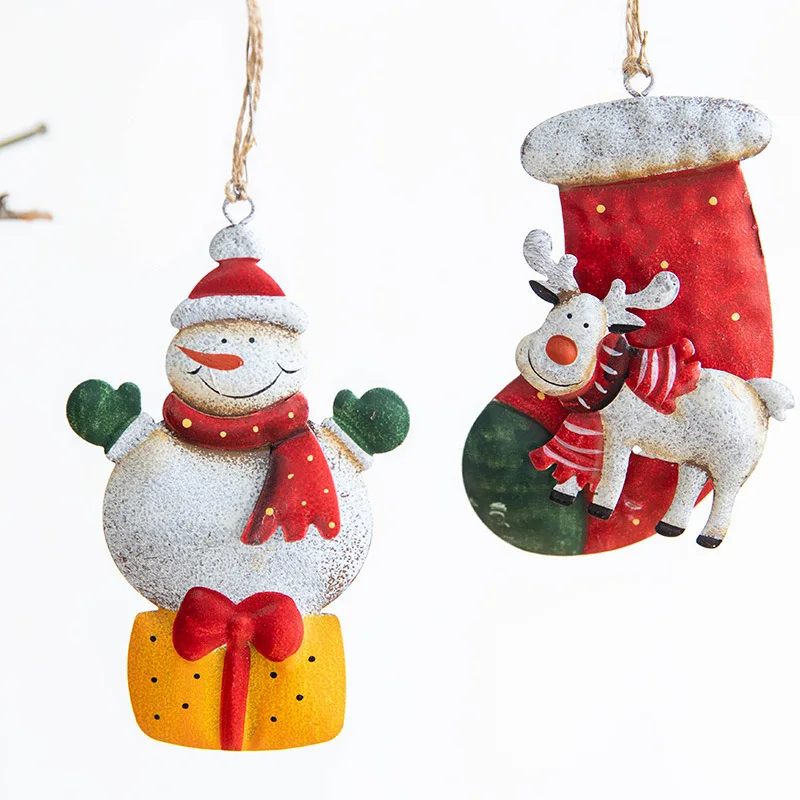 Creative Design Nordic Christmas Iron Decoration Pendant Old Man Snowman Elk Iron Pendant Christmas Tree Small Pendant