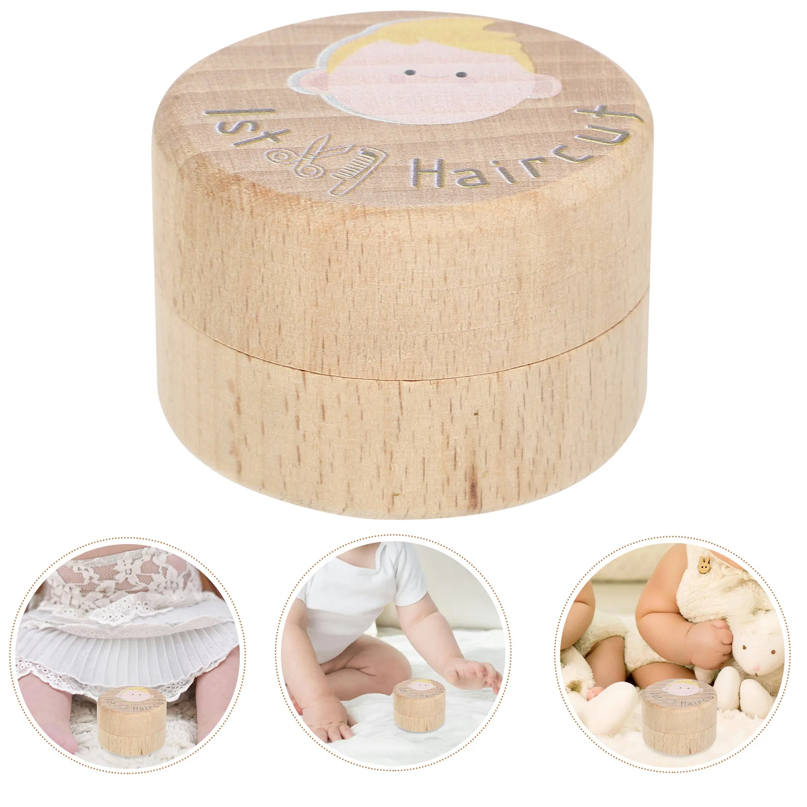 صندوق تذكار خشبي لقص الشعر للطفل الأول، حامل تخزين الذاكرة، حاوية لطيفة للأولاد والبنات، فكرة هدية لحديثي الولادة