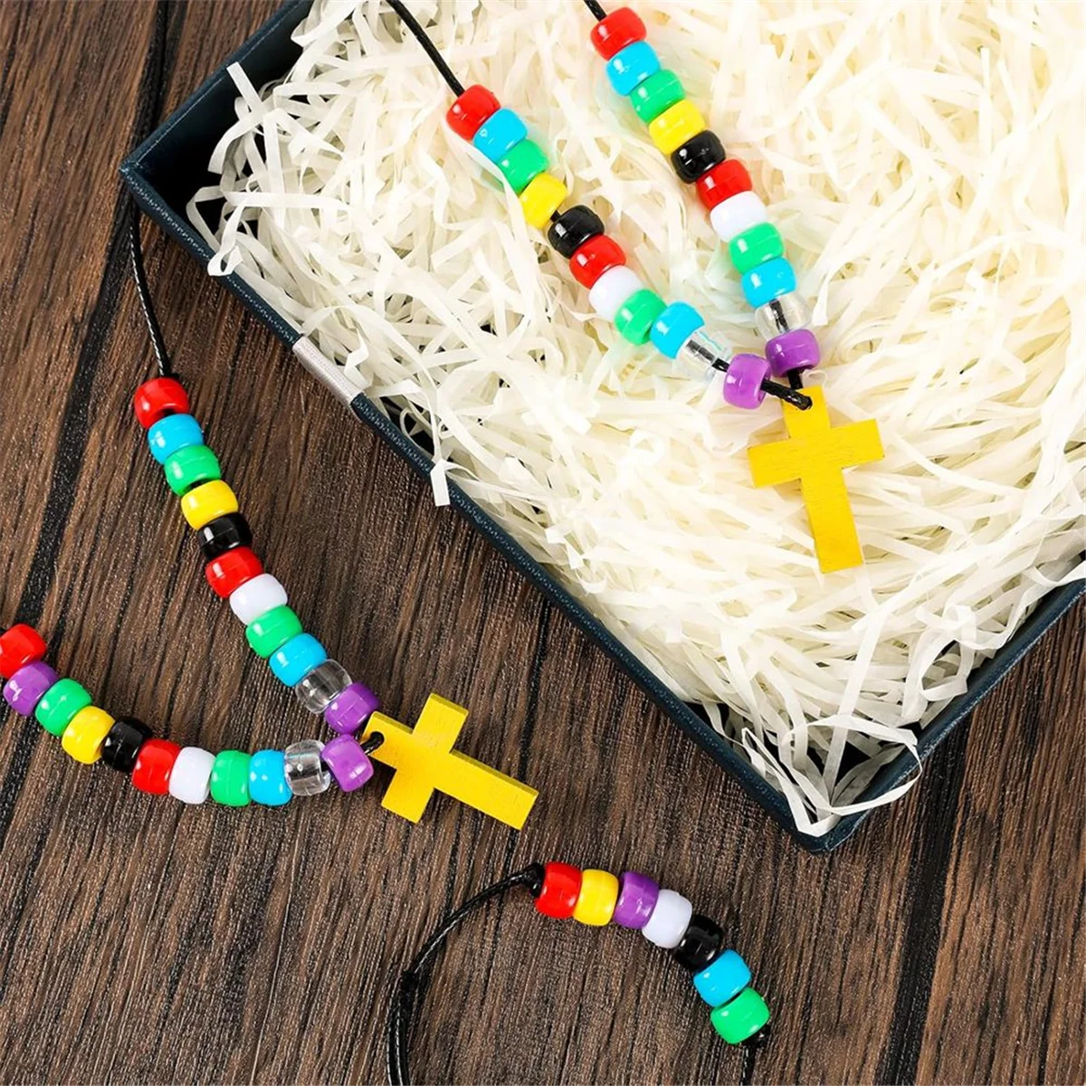 AB72-1800Pcs Plan Bracelet Bead DIY with Colorful Assorted Beads 170 Yards Waxed Cotton Thread Cord Christian Bible Craft Kit