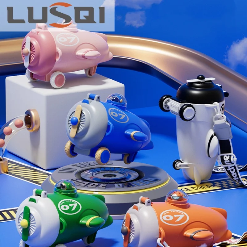 LUSQI 550 мл детская герметичная тренировочная чашка с защитой от удушья, игрушечная чашка с мультяшным самолетом, бутылка для воды для малышей, без BPA, для детей