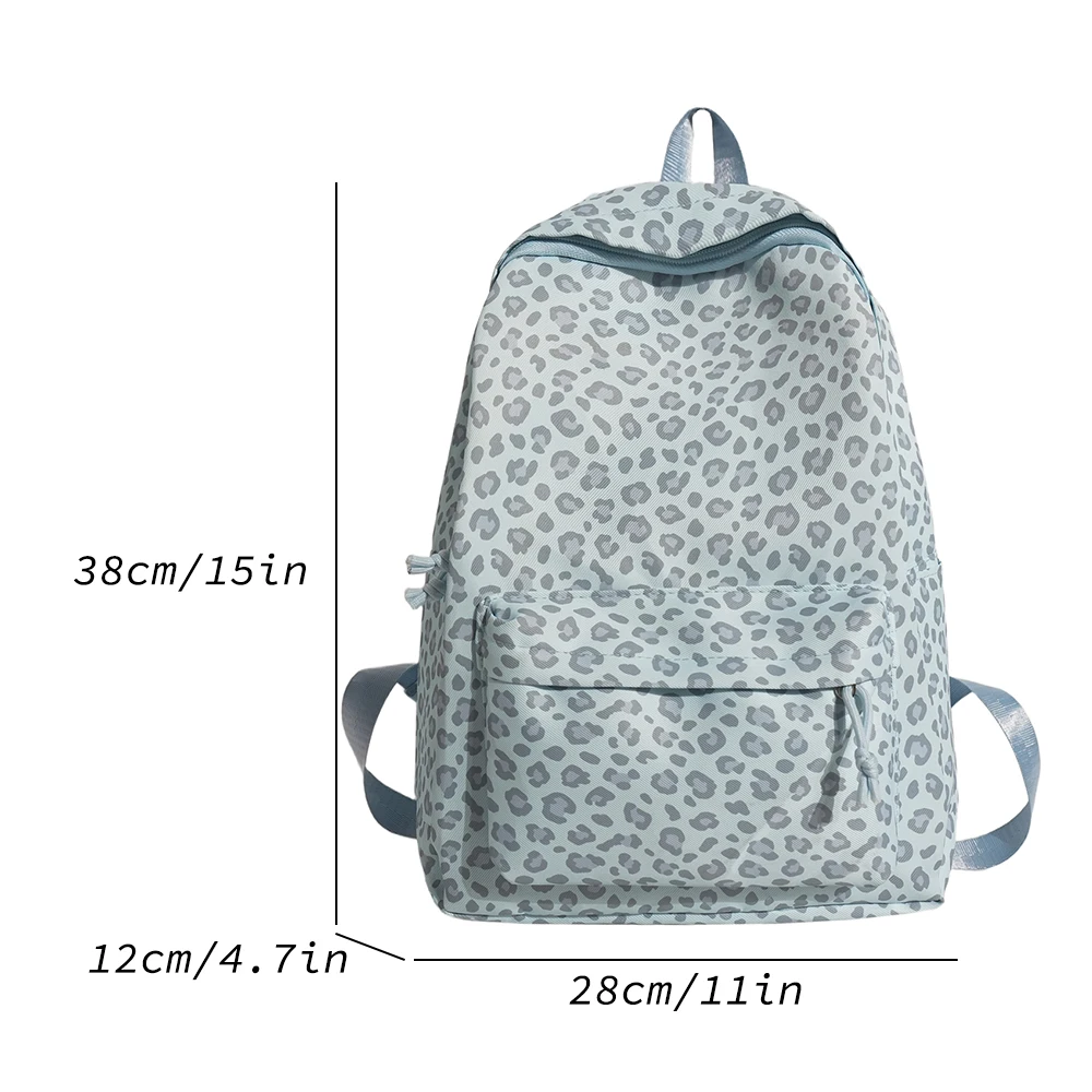 Leopard Print Backpack Casual Daypack Leopard Pattern Multi Pocket Soft Nylon Rucksack for Daily Stroll Weekend Outing Street Sh