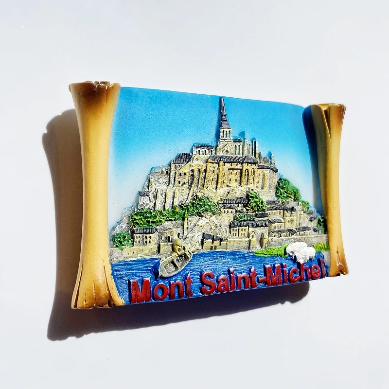 فرنسا، مونت سانت ميشيل، مشهد، هدايا تذكارية سياحية، ثلاثية الأبعاد، لوحة يدوية، ديكور، ملصقات ثلاجة مغناطيسية #2