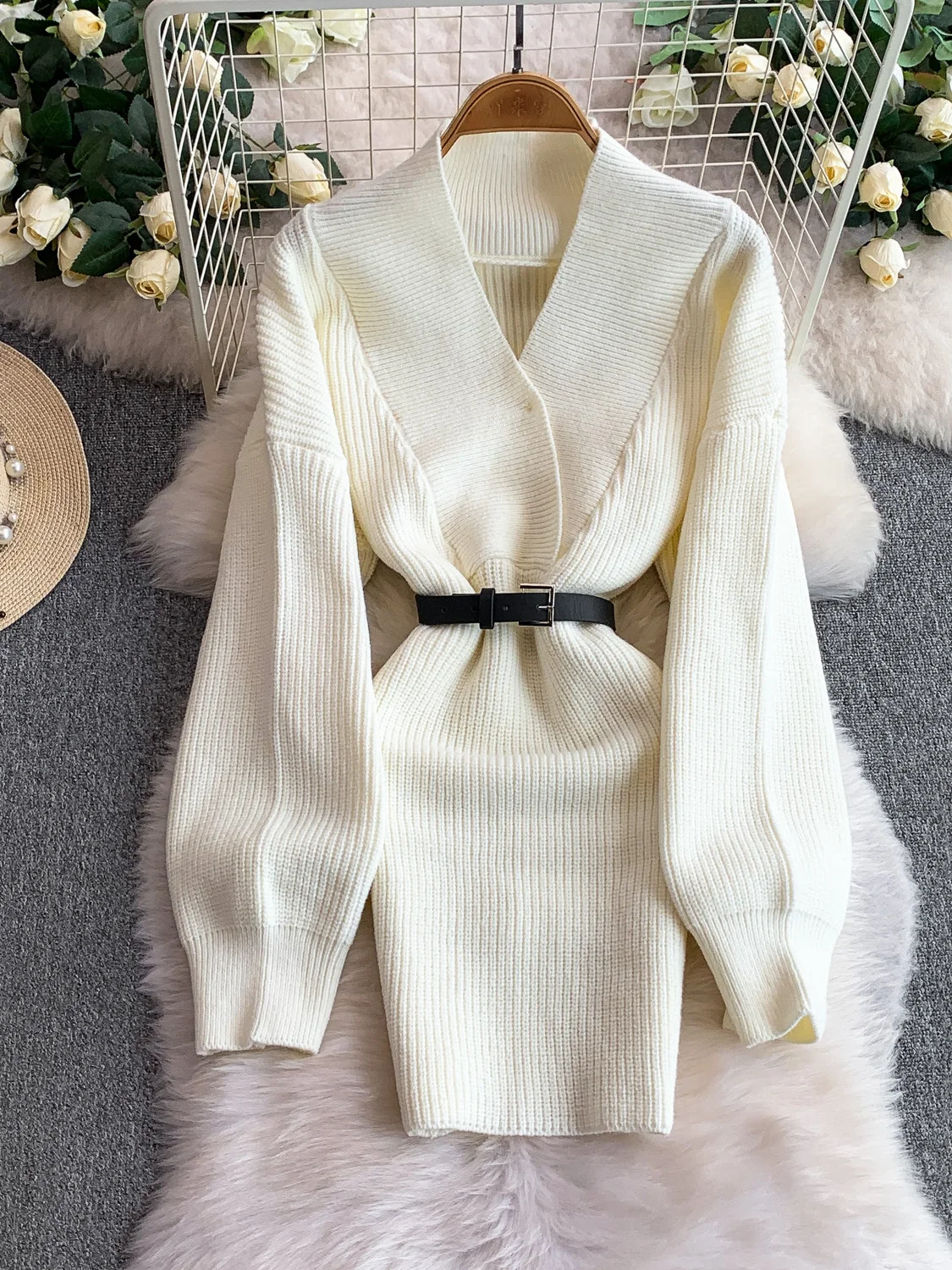 

Sli High-End Feeling Cross V-ne Dr Женский зимний сексуальный вязаный свитер для девочек Dr с завязкой на талии для похудения