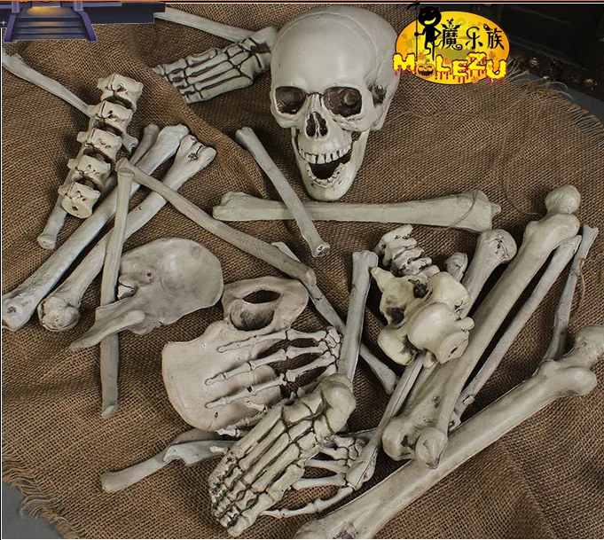 Ghost House Secret Room Bar Props Halloween Party Horror Decoration 28 Pieces Fragmented Bone Package Skeleton Rack Trick