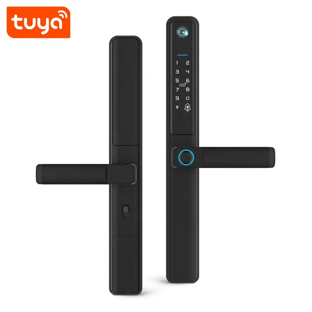

2024 Promotion Tuya WiFi Single Side Waterproof Fingerprint Smart Home Door Lock with Camera PST-F5 Pro-TY