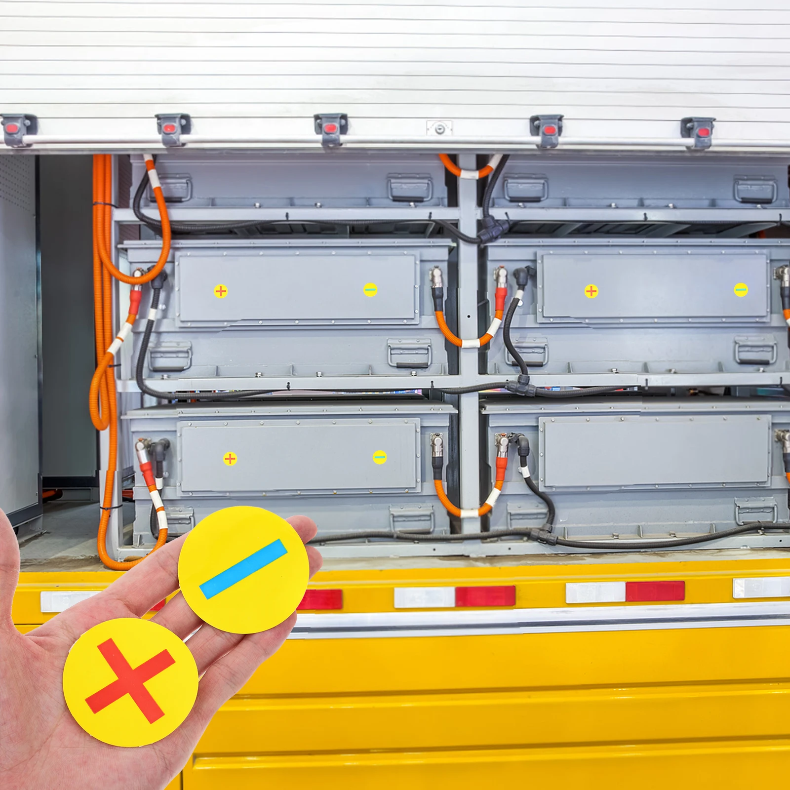 Waterproof Polarity Stickers Self-Adhesive Label Decals For Electrical Machines Panels Tear Resistant