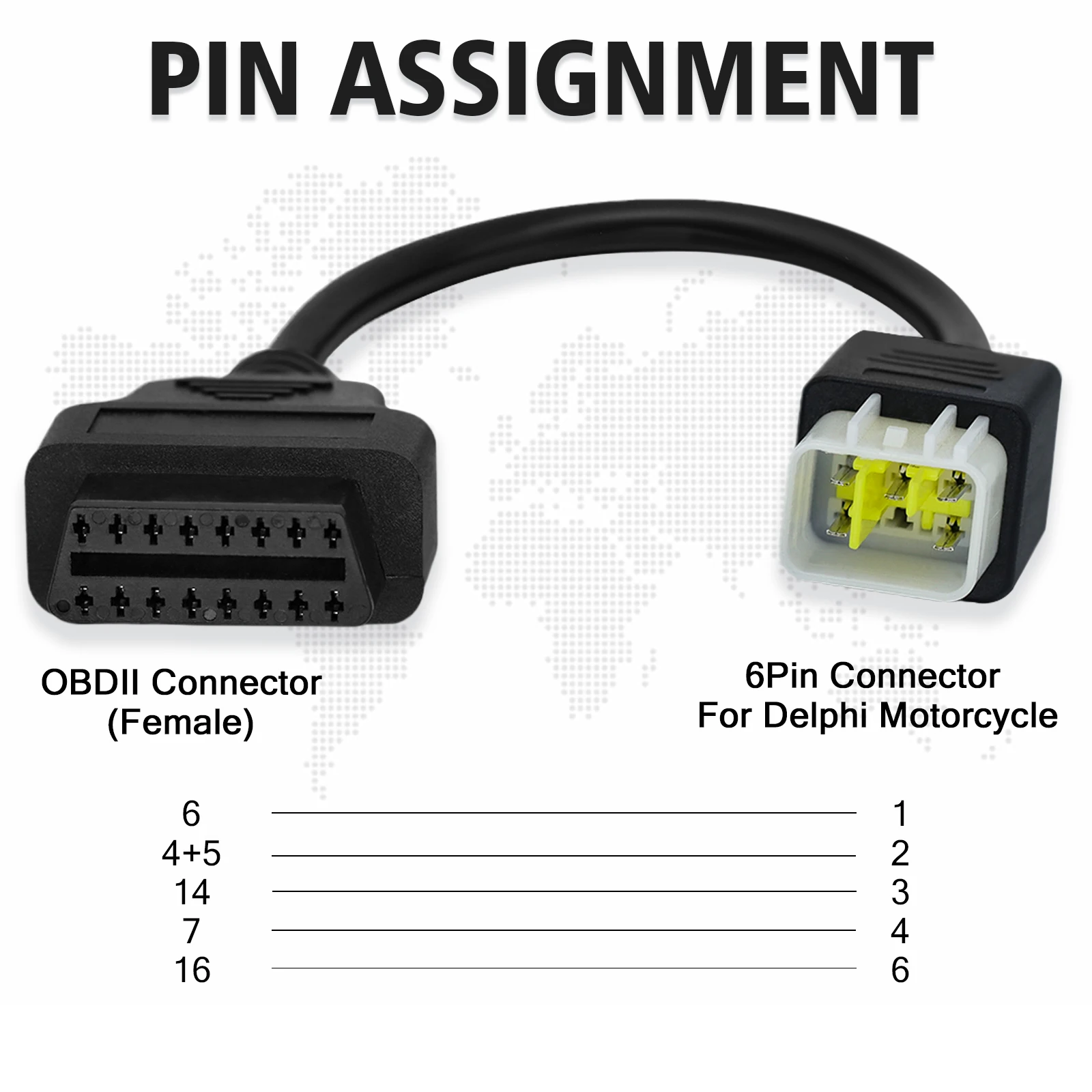 Diagnosekabel für Delphi ECU 6-Pin OBDII Diagnoseadapterkabel für Benelli TNT 25/135/300/600, GT600, 302R, TRK502 Motorrad – Detail 5