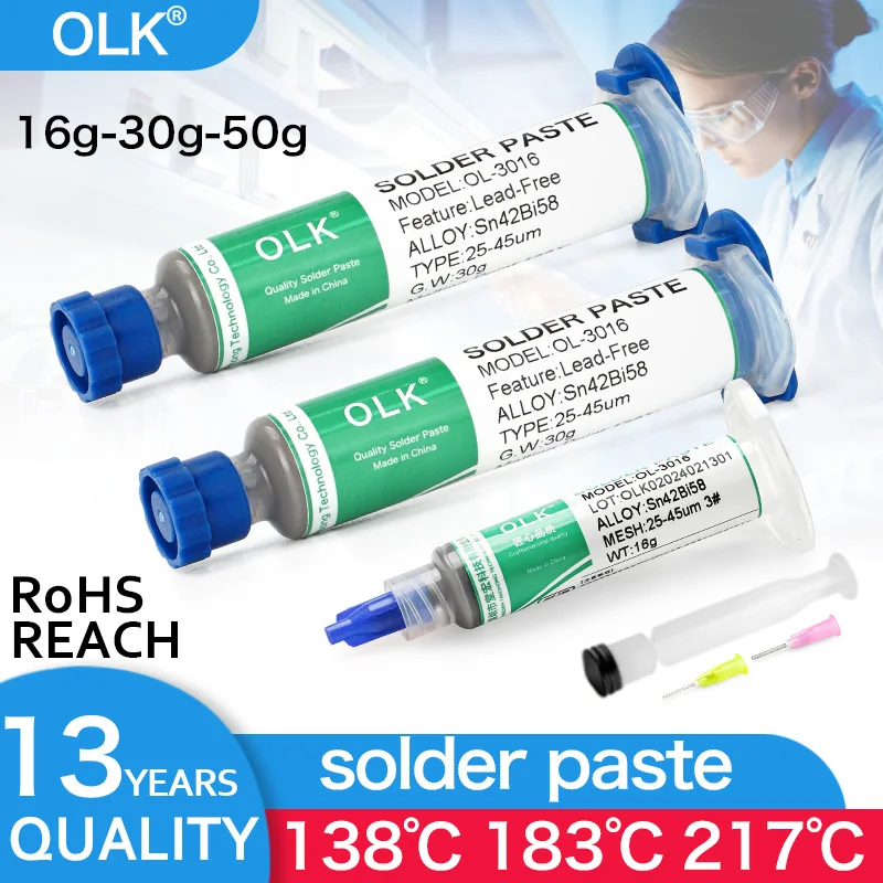 Low Temperature Lead-free Syringe No Clean Solder Paste For Iphone Repair Led Sn42bi58 138℃ Smd Welding Paste