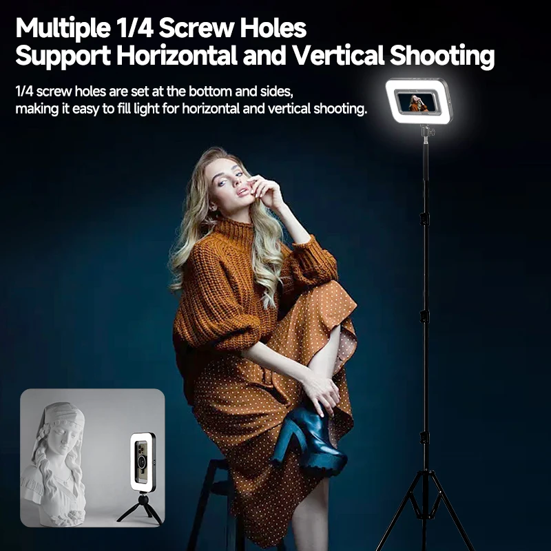 YSKE Magnetic RGB Phone Ring Light - Multi-Angle Dimmable Fill Light for Live Streaming/Conference/Selfie/Vlog, Universal Phone