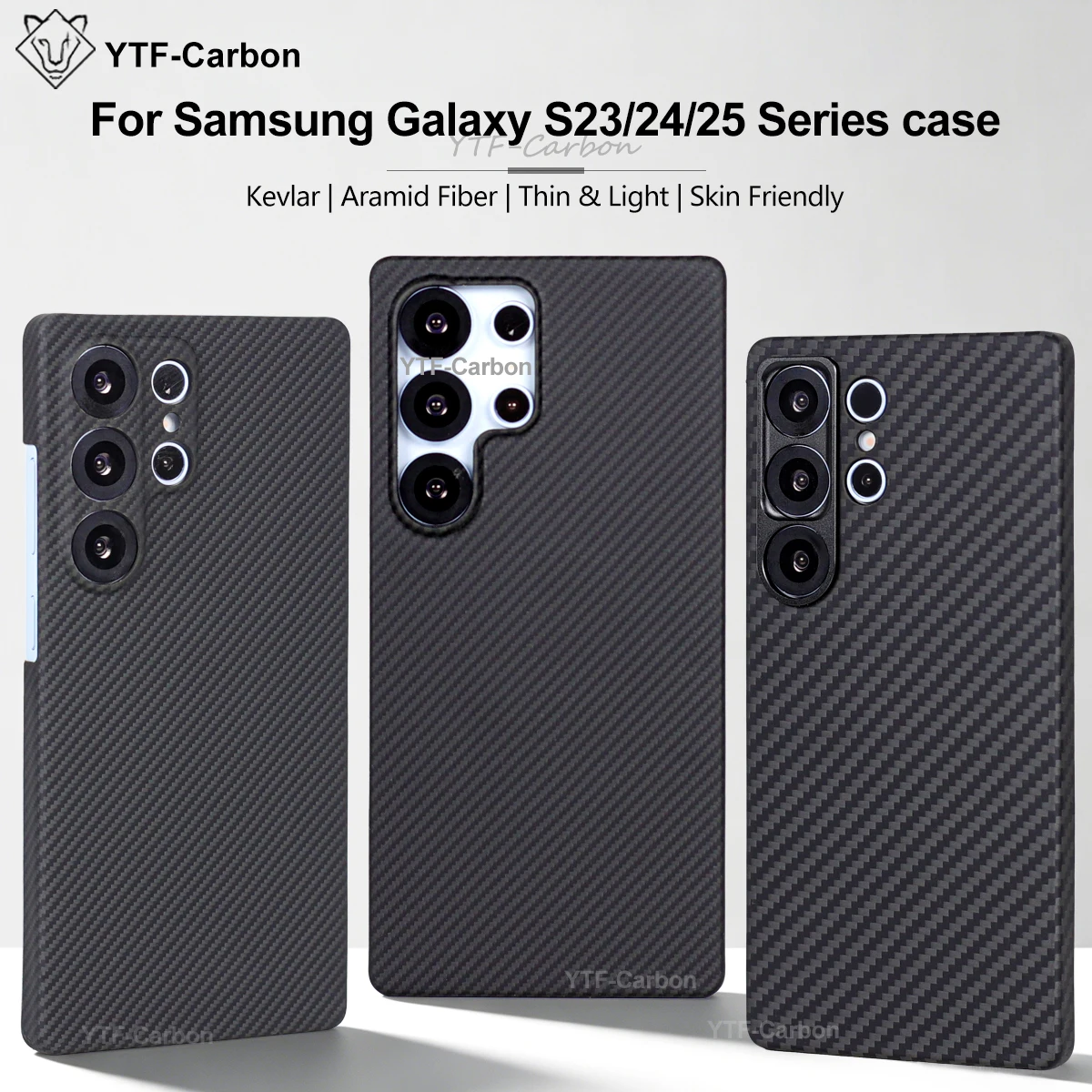 YTF Etui Kevlarowe Magnetyczne Ultracienkie Odporne na Upadki do Samsunga S25Ultra/S25 Plus, S24Ultra/S24 Plus/S23 Ultra, Twarda Obudowa z Włókna Aramidowego