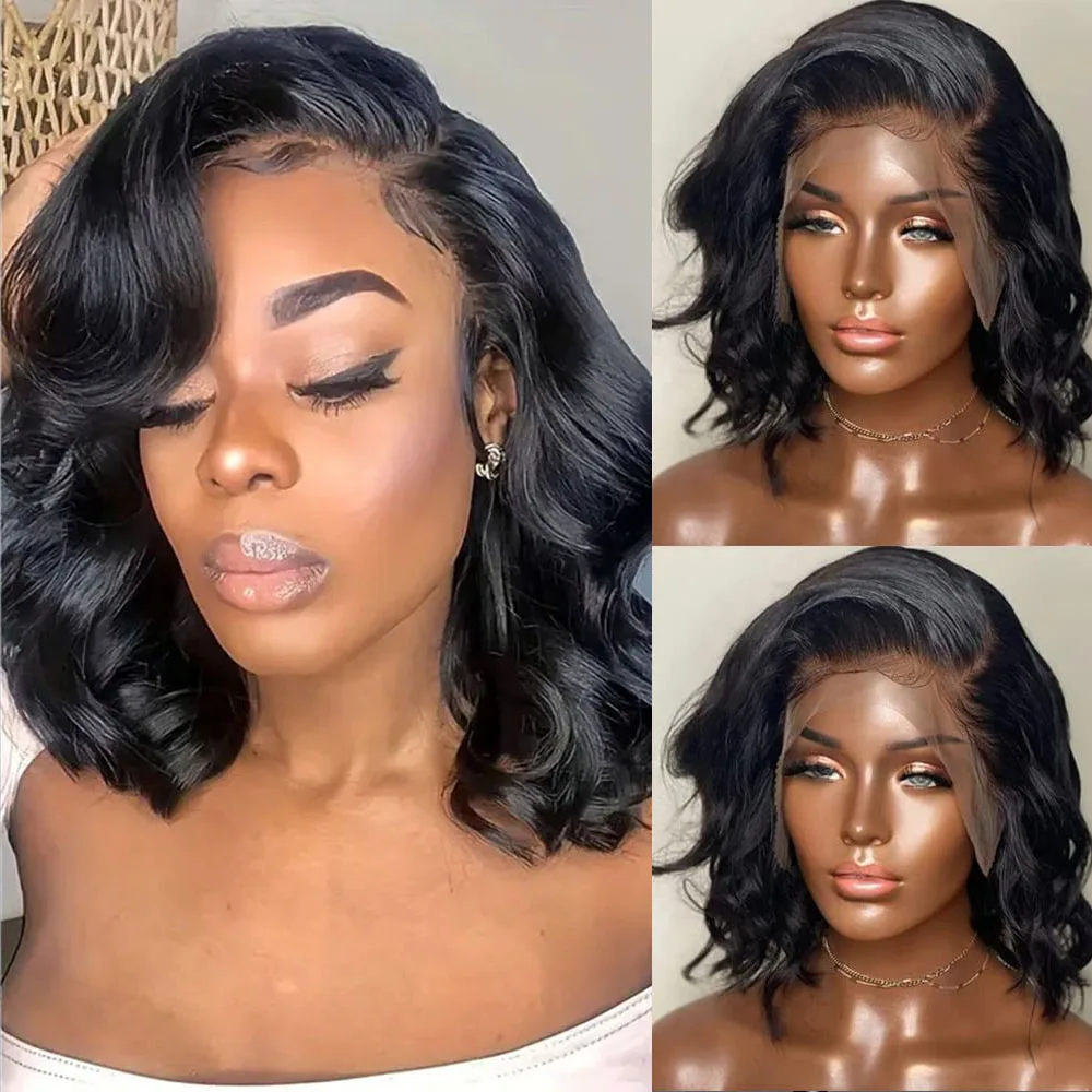 

Body Wave Bob Wig for Women 180% Density Human Hair Pre-Plucked & Pre-Cut Lace Front Versatile Side Part Style Natural Look