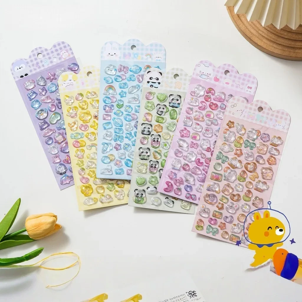 

3D Crystal Puffy Stickers, Cute Animal Relief Decals for Water Bottle Phone Case Scrapbooking DIY Crafts