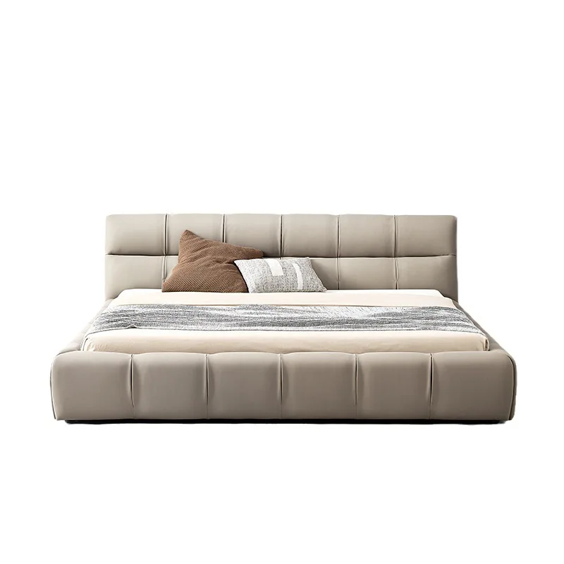

Puff bed Italian minimalist Internet celebrity matte cloth leather minimalist designer furniture master bedroom wedding