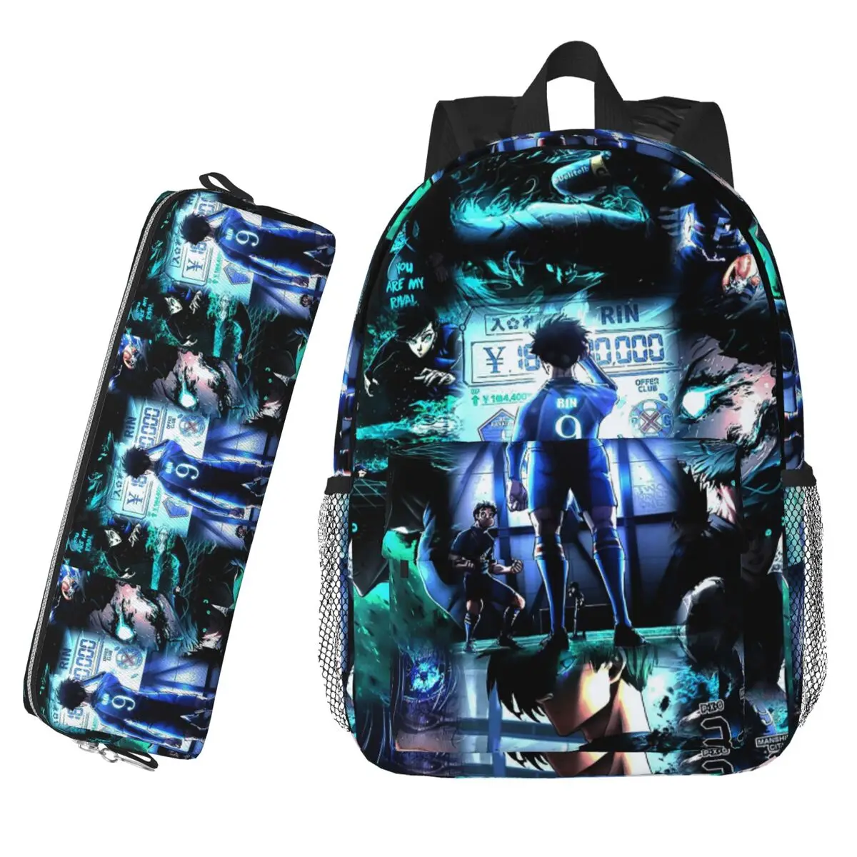 

Rin Itoshi Blue Lock Football Backpack Hot Sale Daypack Boys Girls BookBag Shoulder Bags for Children School Bag Pencil Case