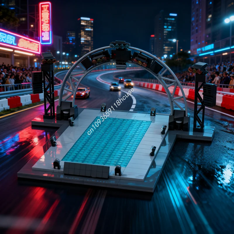 

444pcs MOC Vehicle Display Platform City Champions Model Building Blocks Assemble DIY Brick Christmas Gift Kids Toys Birthday