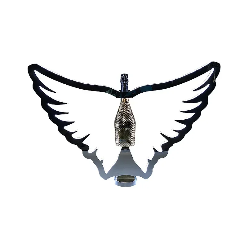 LED luminous colorful wings wine holder champagne foreign charging base stainless steel wine rack bar KTV wine prop